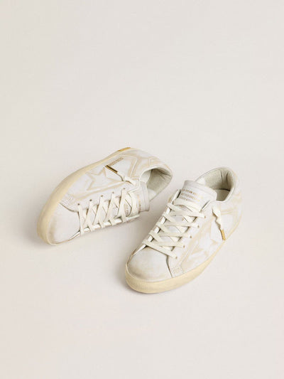 GGDB - Super-Star pour femme avec étoile et contrefort en cuir blanc effet usé
