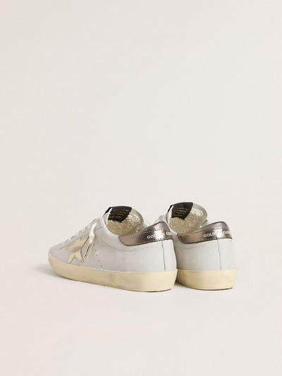 GGDB - Super-Star pour femme avec étoile en cuir craquelé et contrefort en cuir lamé métallique